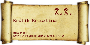 Králik Krisztina névjegykártya